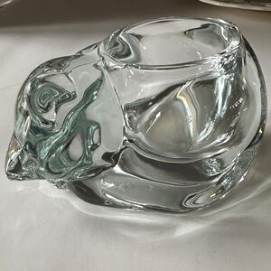 Vintage Indiana Glass Decorative Votive Holder - Clear Kitten